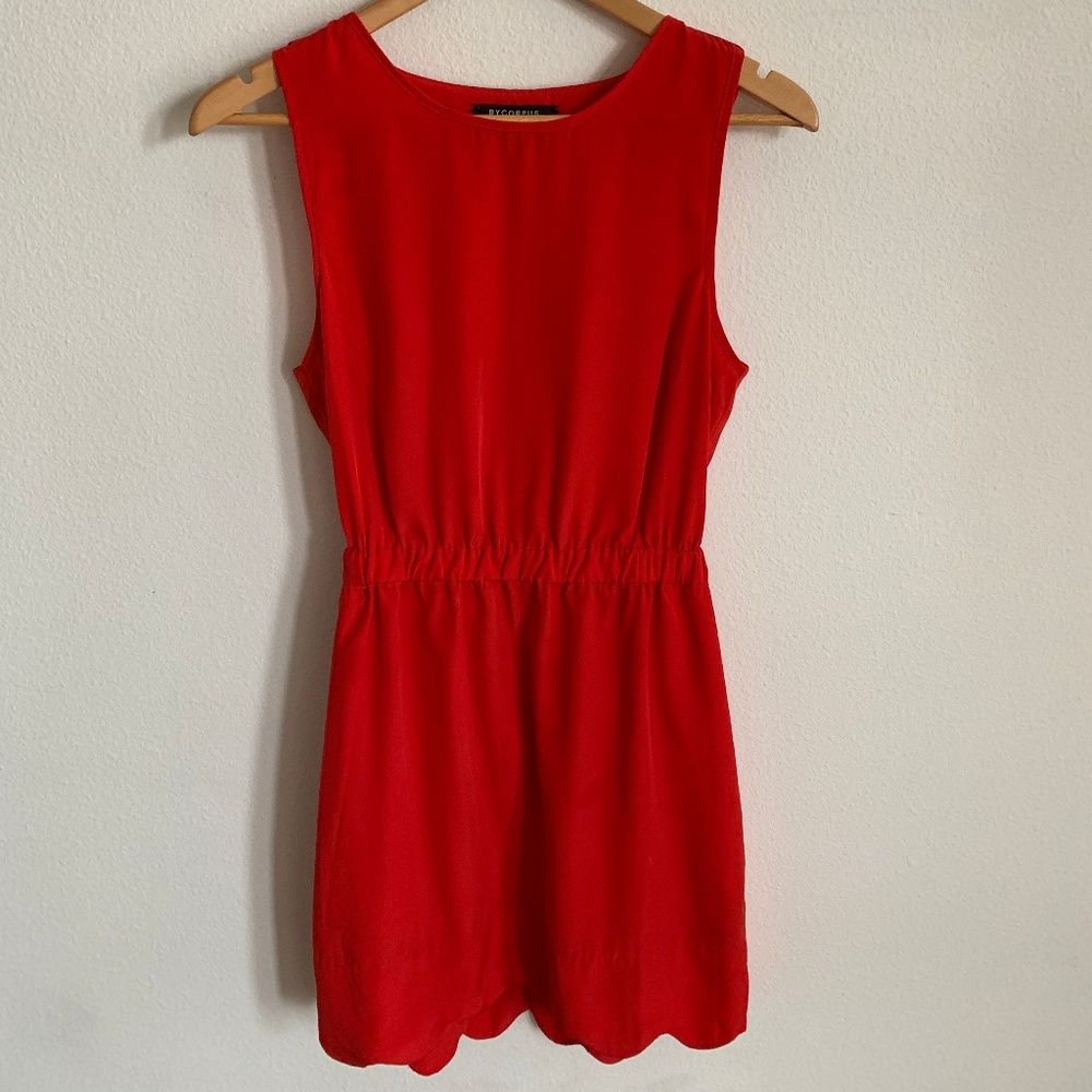 By Corpus Red Scalloped Hem Dress